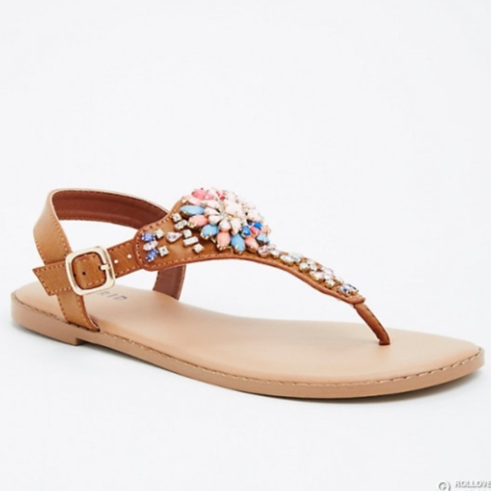Torrid Wide width Gemstone T-strap Sandals